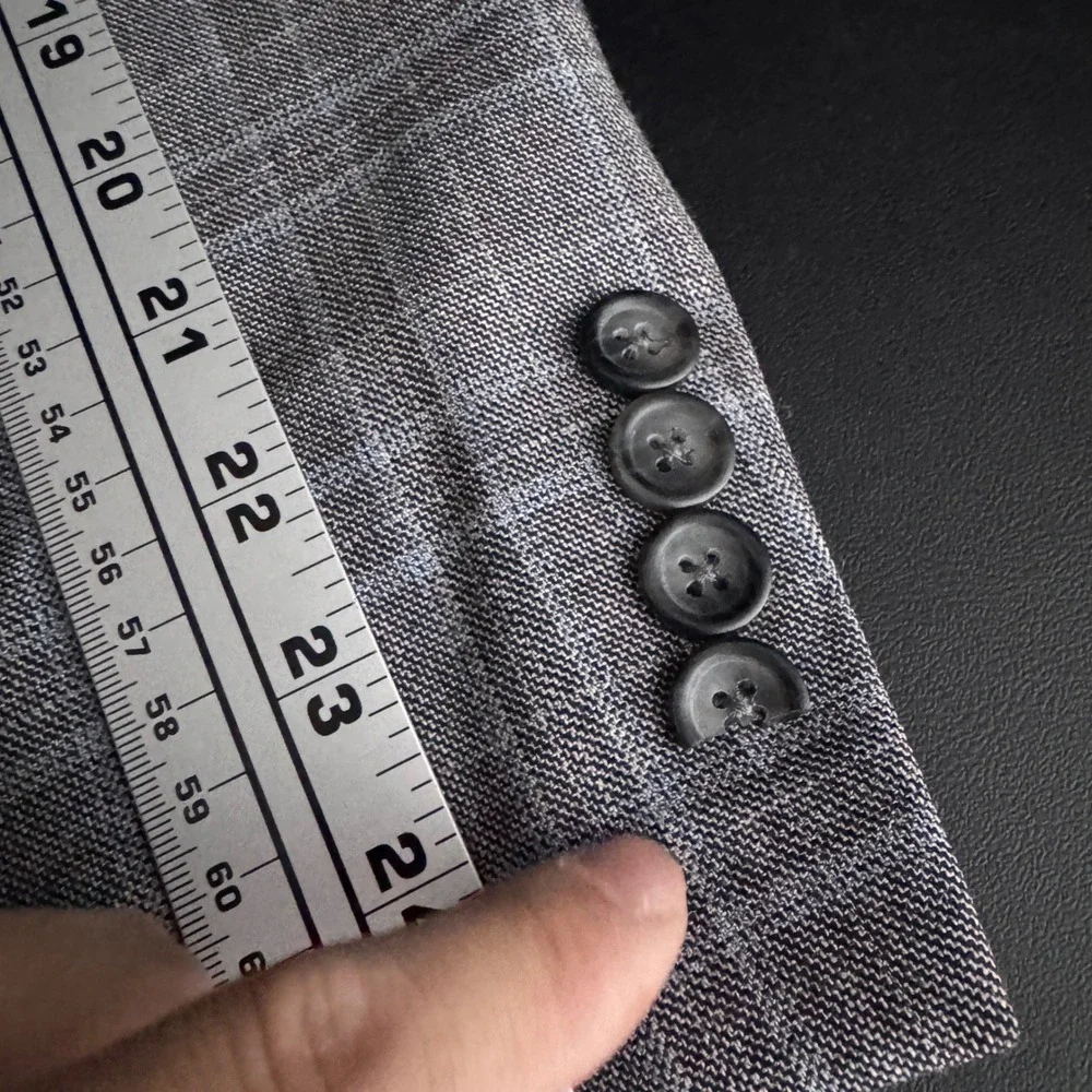 Pronto Uomo Platinum Sport Coat Mens 42L Grey Blue Plaid Wool Blend Blazer